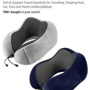 New Navy Blue Travel Neck Pillow & Blanket in travel bag